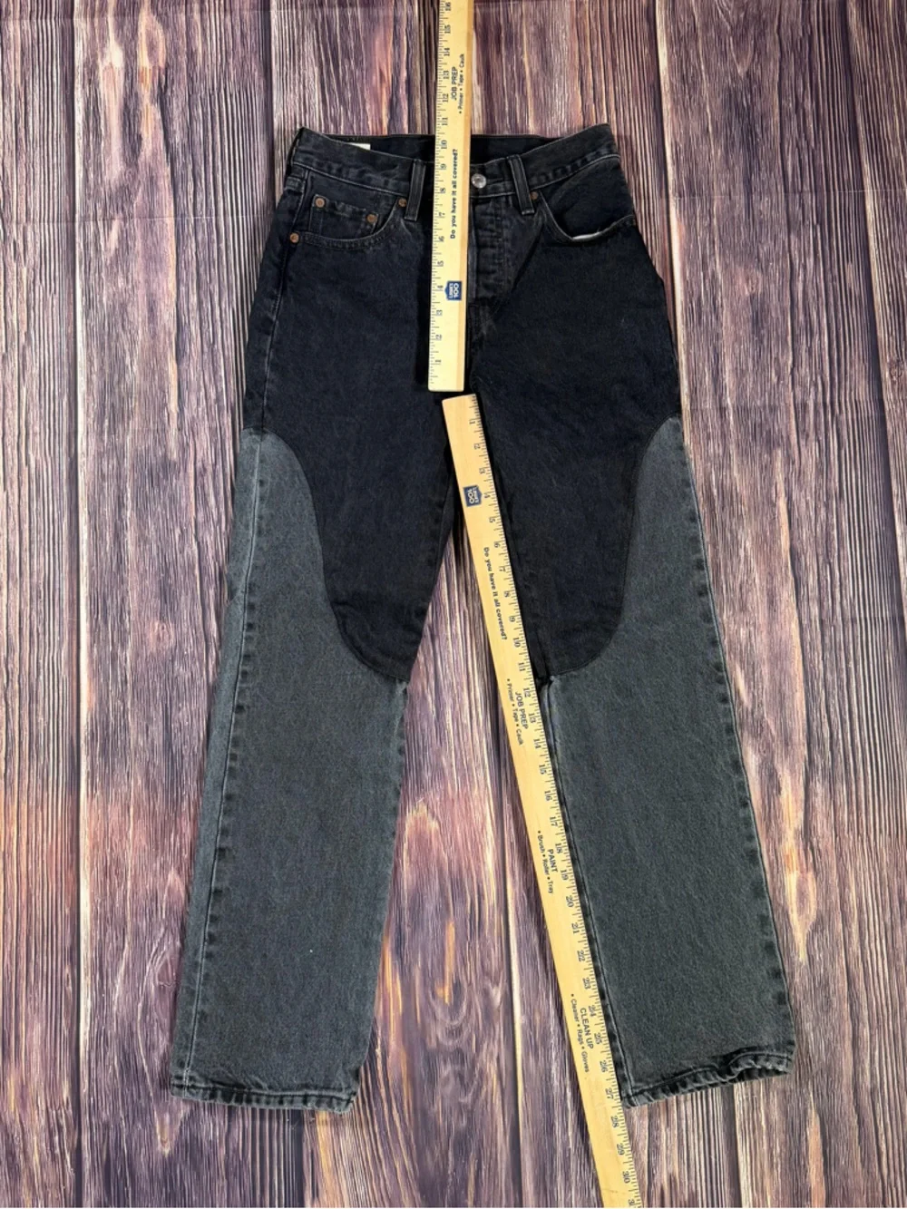 Women’s Levi’s 501 Original Chaps Black& Gray Off To The‎ Ranch Denim Jeans